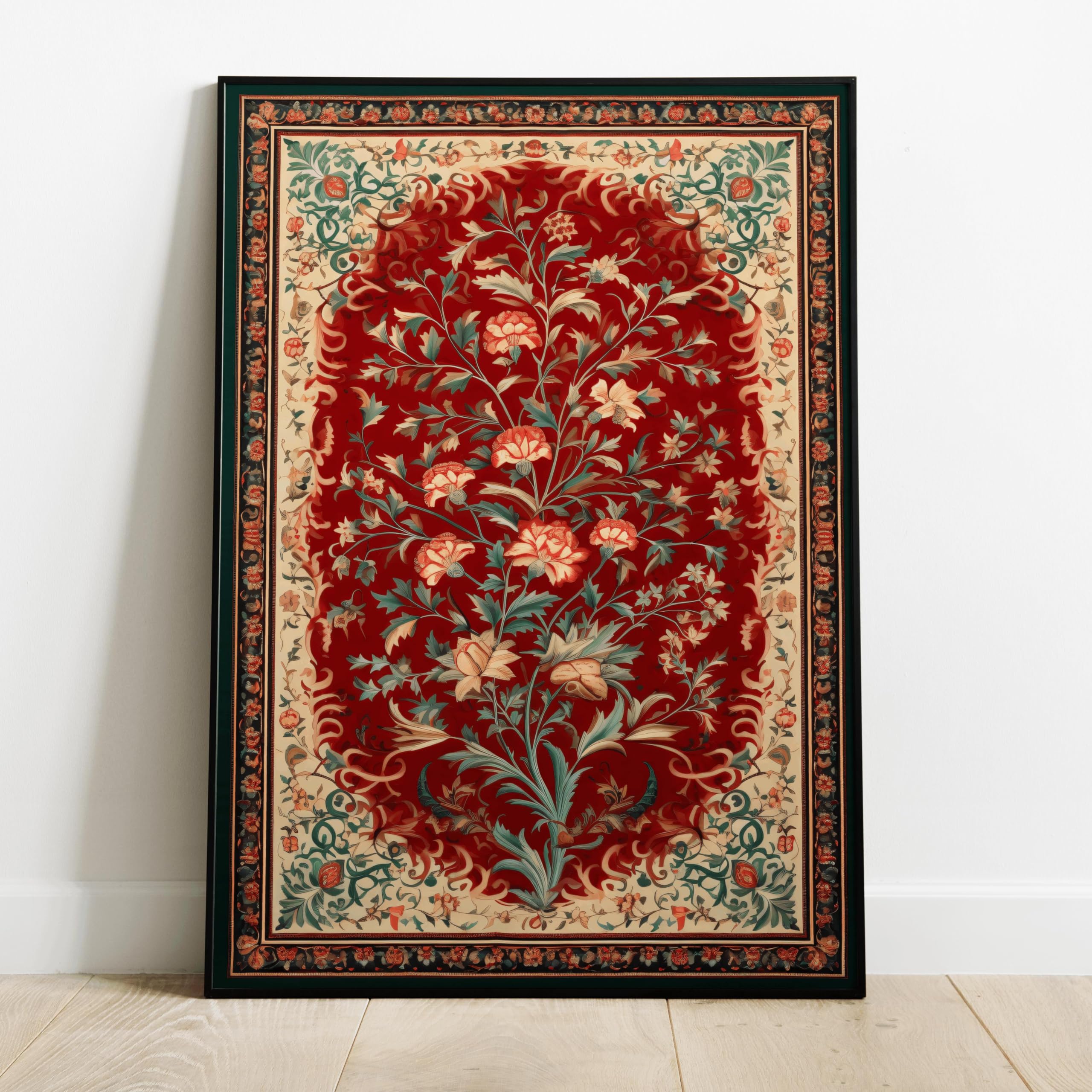 Persian Wallart Floral - Decore Bed Frame Hangings Indian Art India Pichwai Wall Decor Print Desi Gift Home Painting Mughal Folk Traditional Persian (10 X 13 Inches)