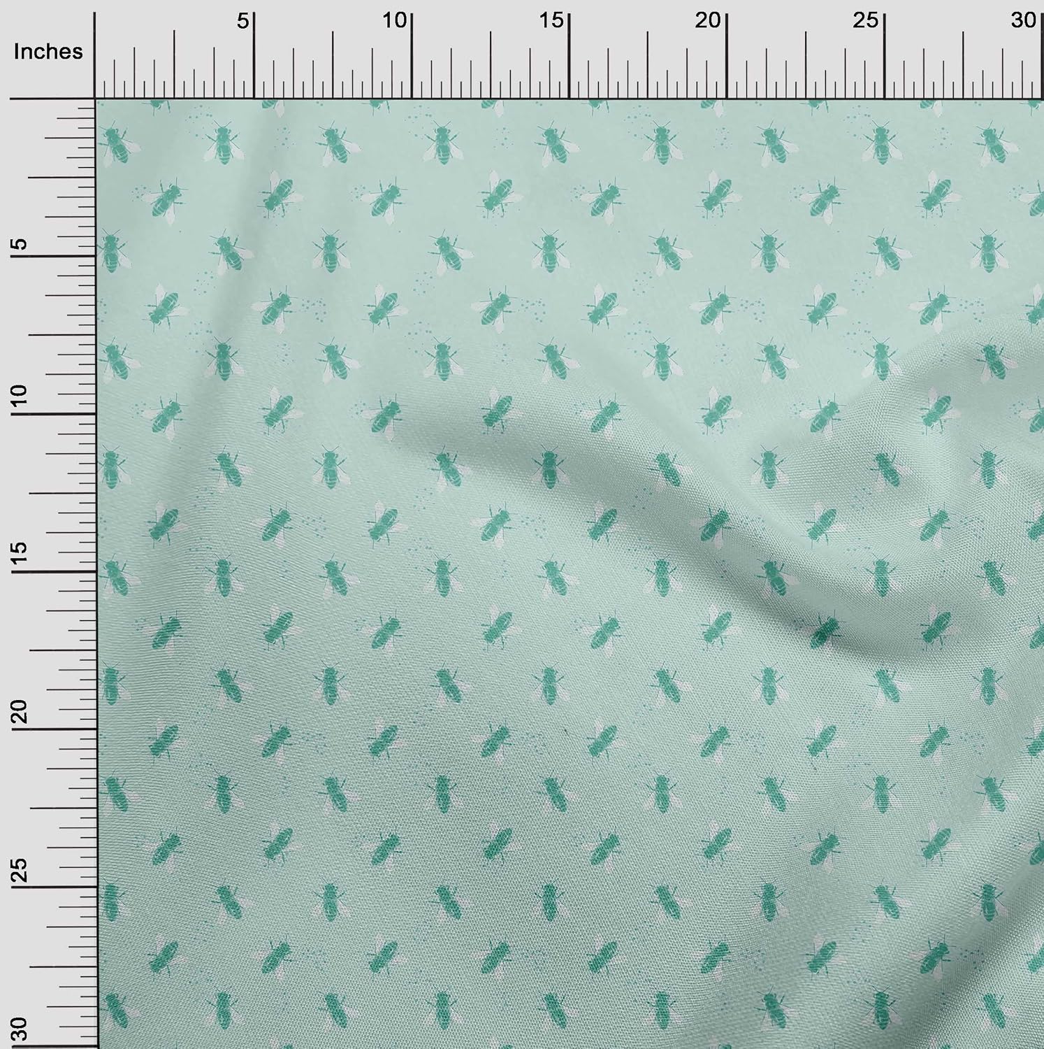 oneOone Viscose Chiffon Mint Green Fabric Dot & Honey Bee Craft Projects Decor Fabric Printed By The Yard 42 Inch Wide