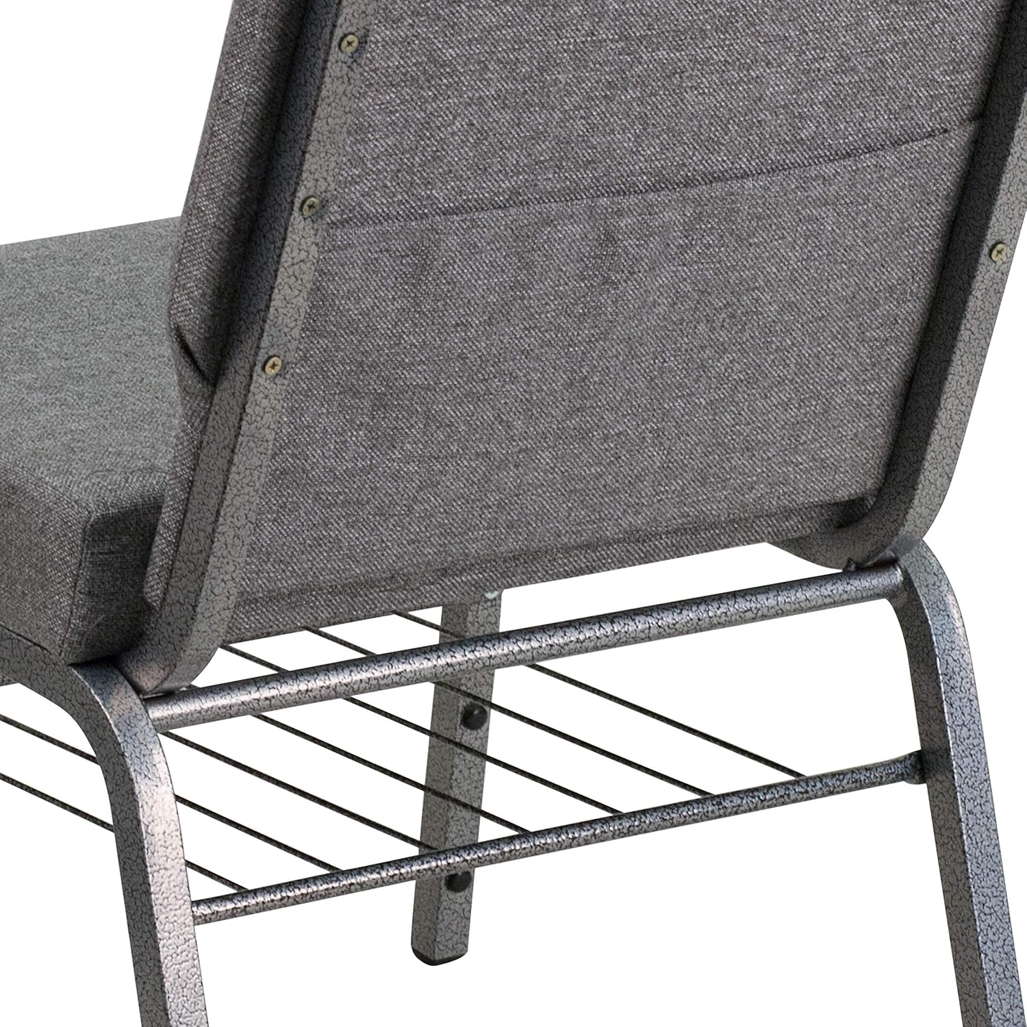 Flash Furniture 4 Pack HERCULES Series 21''W Church Chair in Gray Fabric with Book Rack - Silver Vein Frame
