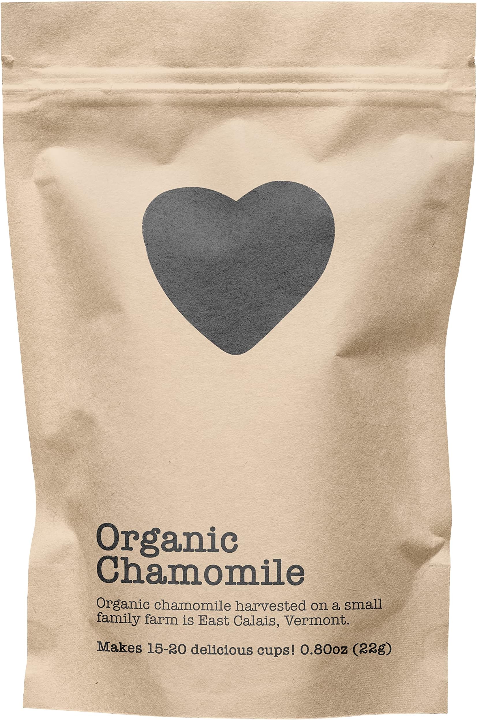 Organic Chamomile, 15-20 Servings, Eco-Conscious Zip Pouch, Caffeine Free, Pure Loose Leaf Tea Grown in America, 0.80 Ounce (Small)