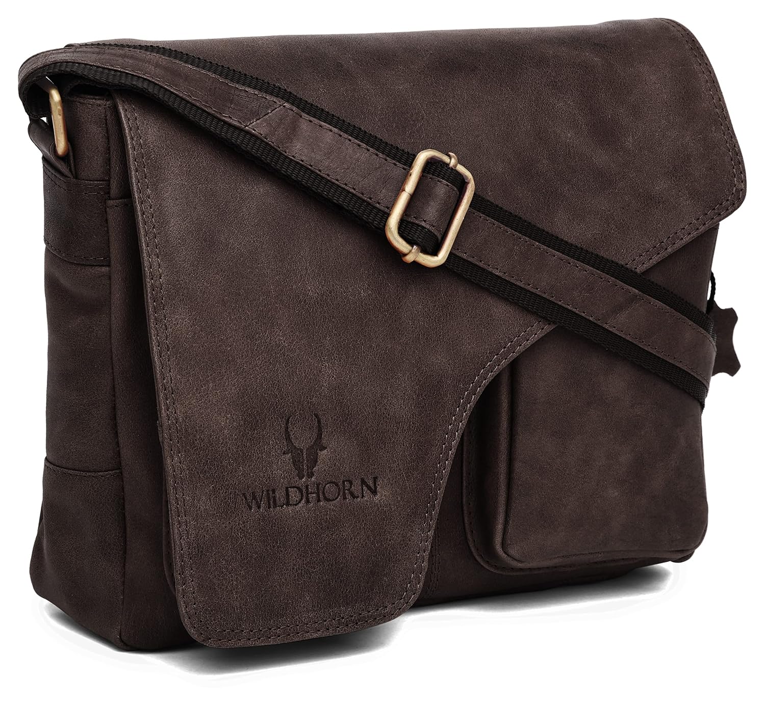WildHorn Genuine Leather Messenger Bag for Men | Compact, Stylish & Durable | Flap Closure | Adjustable Strap | 1-Year War... - Review, Price and Buying Guide