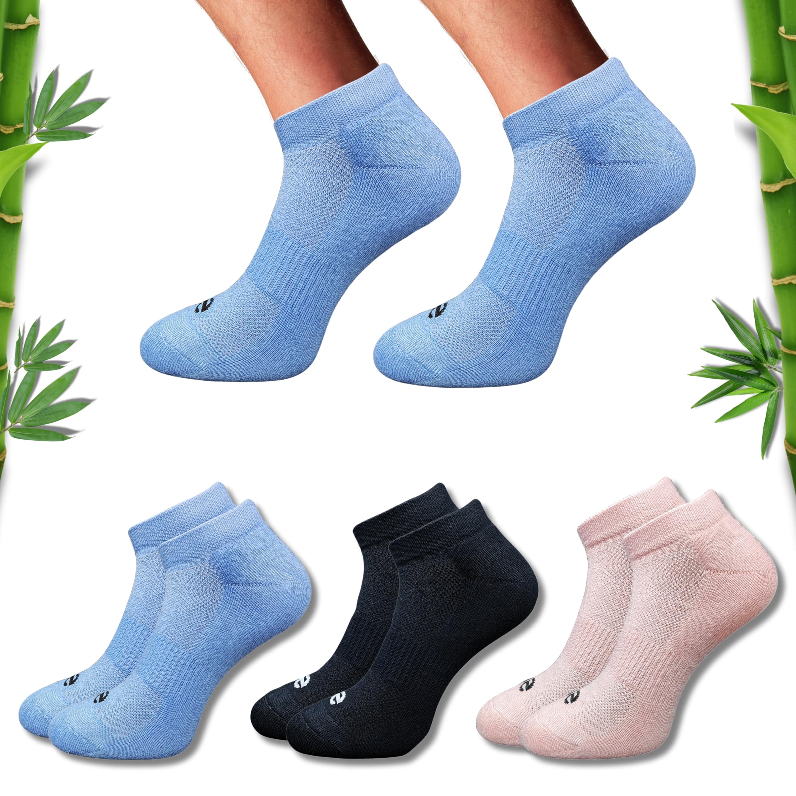 Premium Bamboo Unisex Socks - Low Cut (Set of 3: Light Peach + Navy + Black) | 88% Bamboo Fabric, Anti-Bacterial, Soft.-image-15