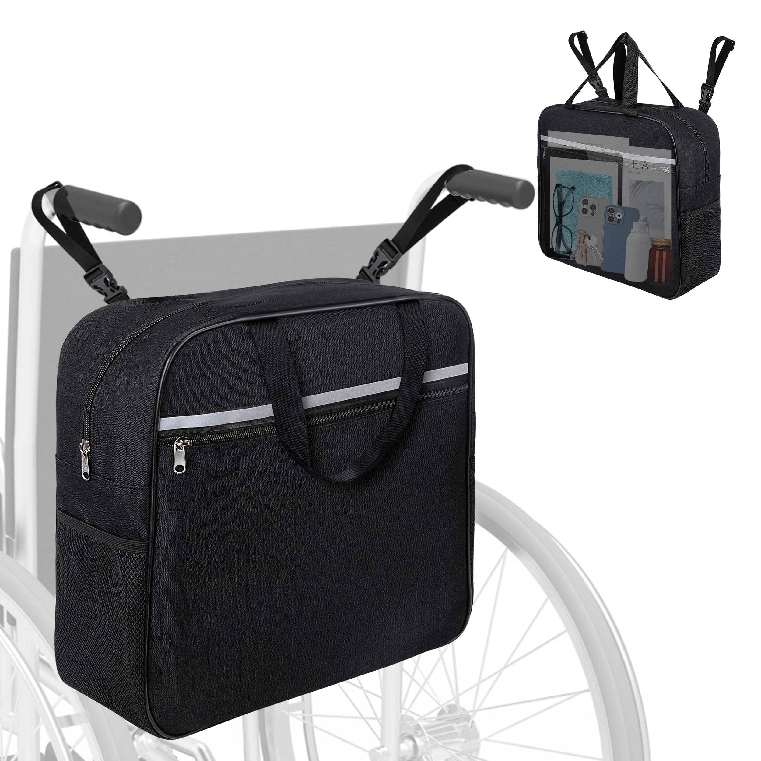Bolsa para Silla de Ruedas Gran Capacidad Mochila para Silla de Ruedas Oxford Impermeable Bolsa de Almacenamiento para Silla de Ruedas Mochila Silla de Ruedas