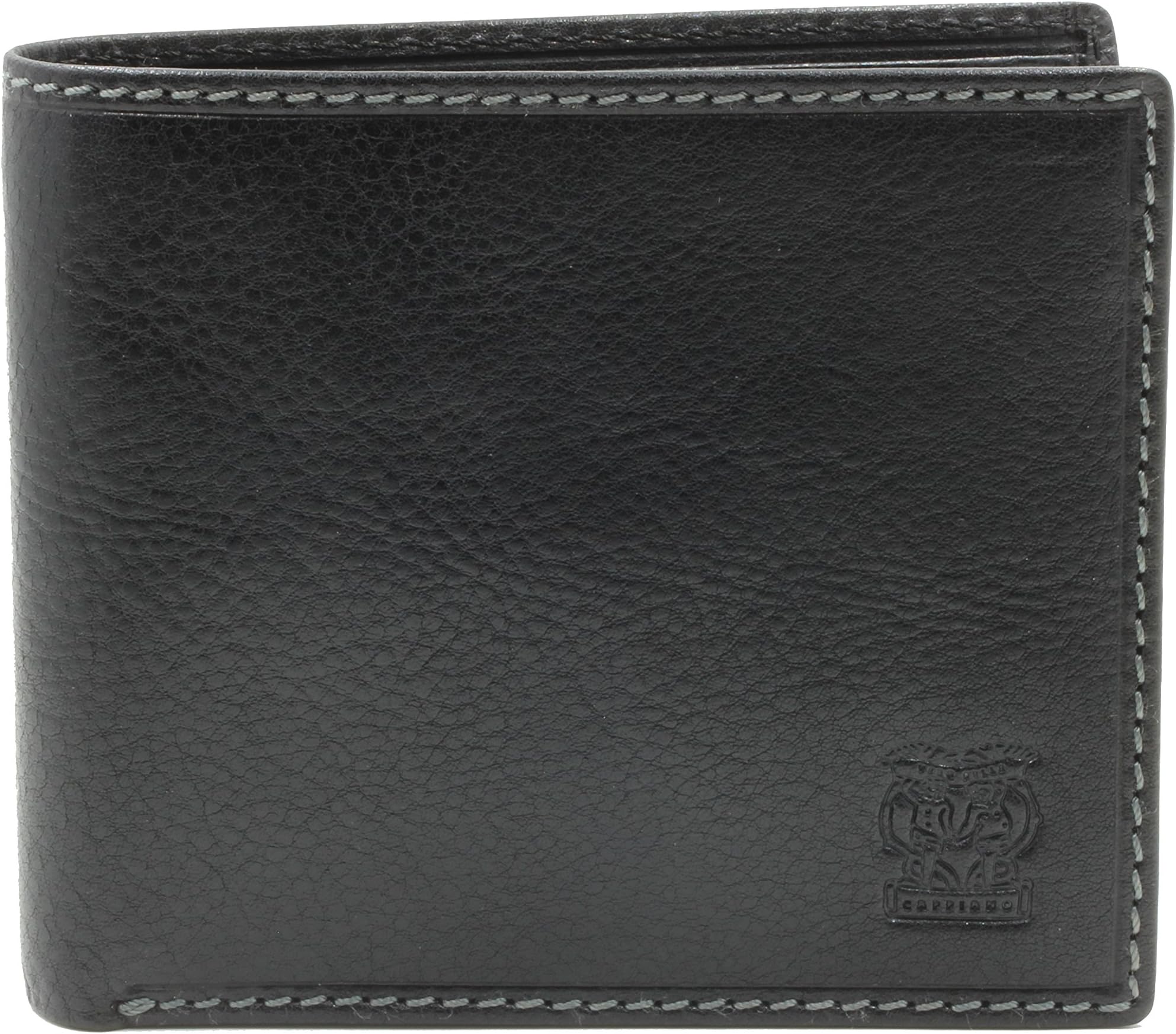 Mens Genuine Leather Sleek & Slim Minimalist Front Pocket 8 Credit Card Holder Billfold Wallet for Men - Black