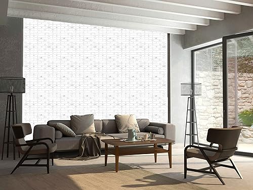 Miniatura 2 de Dundee Deco Panel de pared 3D de PVC de ladrillos sintéticos blancos, 2.9 pies x 2.1 pies (35.4 in x 25.2 in), paquete de 10, decoración de paneles