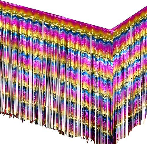 Miniatura 59 de allgala Paquete de 2 faldas de mesa de oropel rosa de 29 x 108 pulgadas con flecos metálicos para fiestas, eventos, desfiles, flotadores, decoración