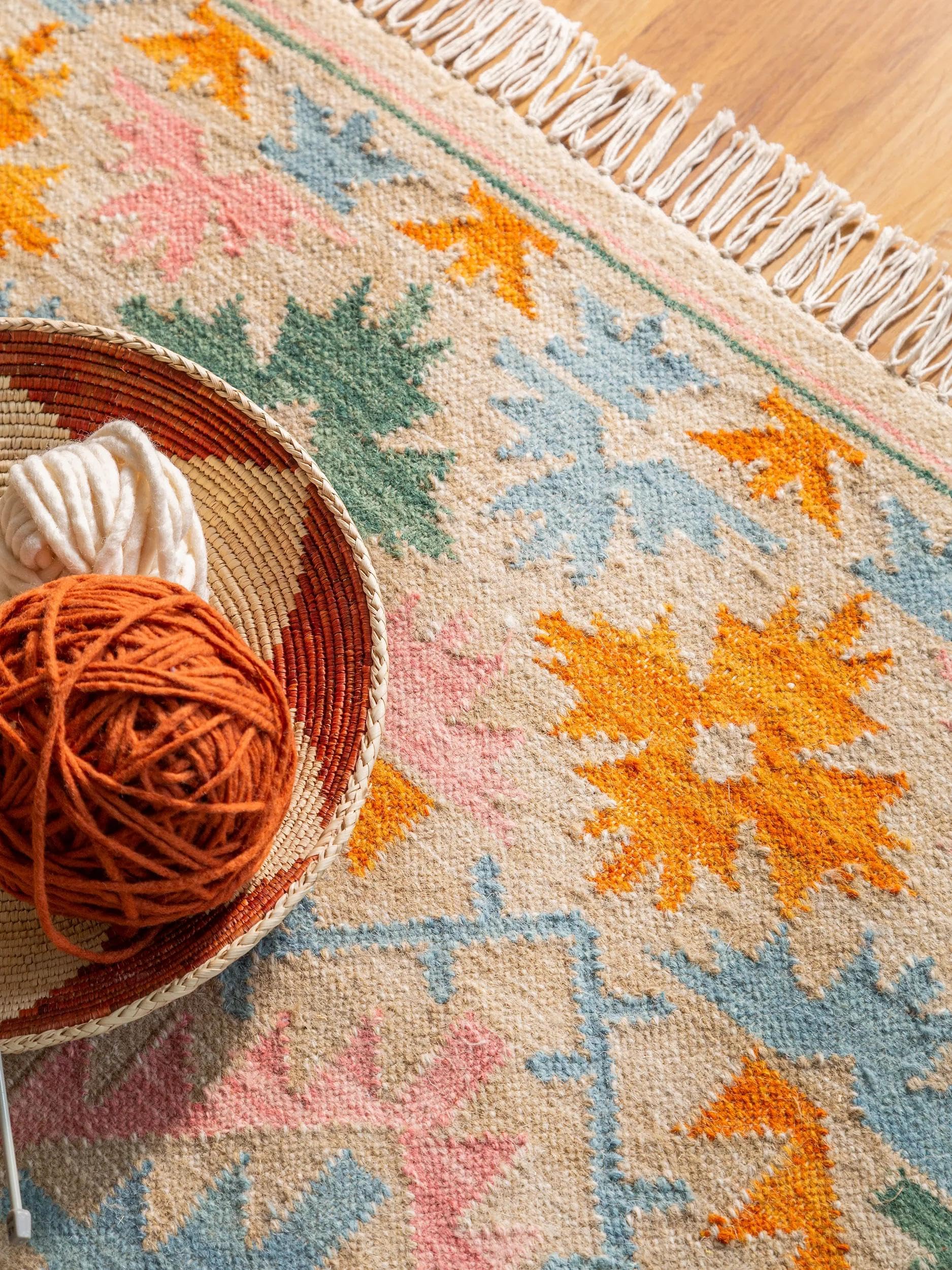 benuta Czysta ręcznie tkany kilim Zohra – wełna ręcznie tkana – prostokątny, w stylu kilim, styl etno, Natural Living – łatwa w pielęgnacji do salonu i sypialni, wielokolorowa/beżowa, 120 x 170 cm