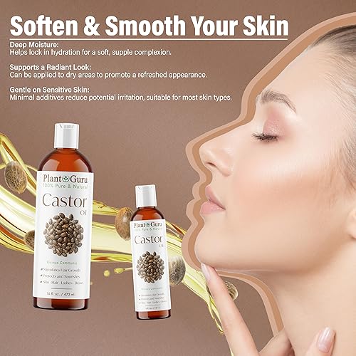 Miniatura 5 de Aceite de ricino 16 fl. oz. Sin refinar, 100% libre de hexano natural puro, grado USP, crecimiento del cabello, cejas y pestañas. Hidratante para