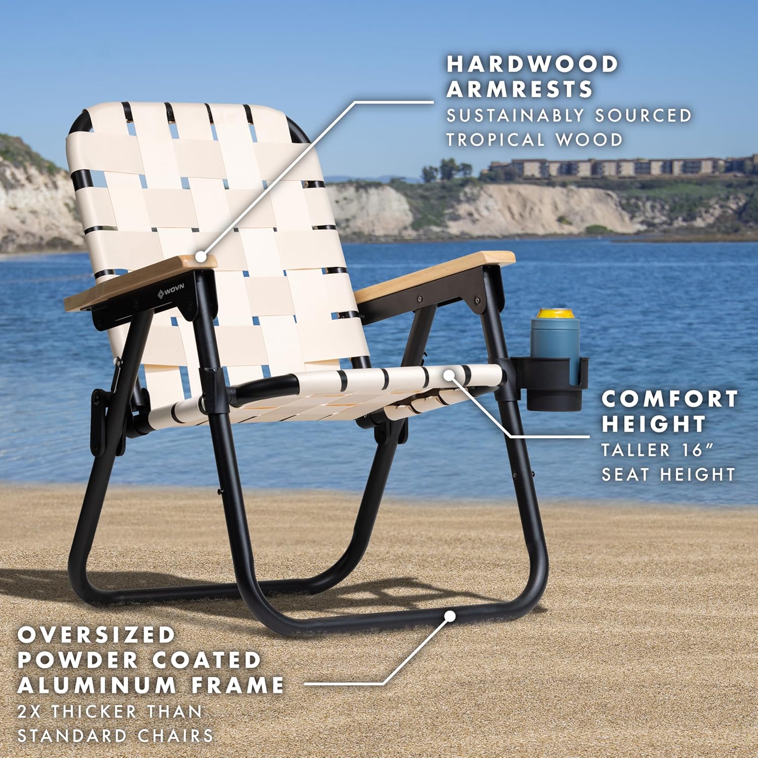 gosports wovn beach backpack chair - 9 styles available - premium folding camping chair natural