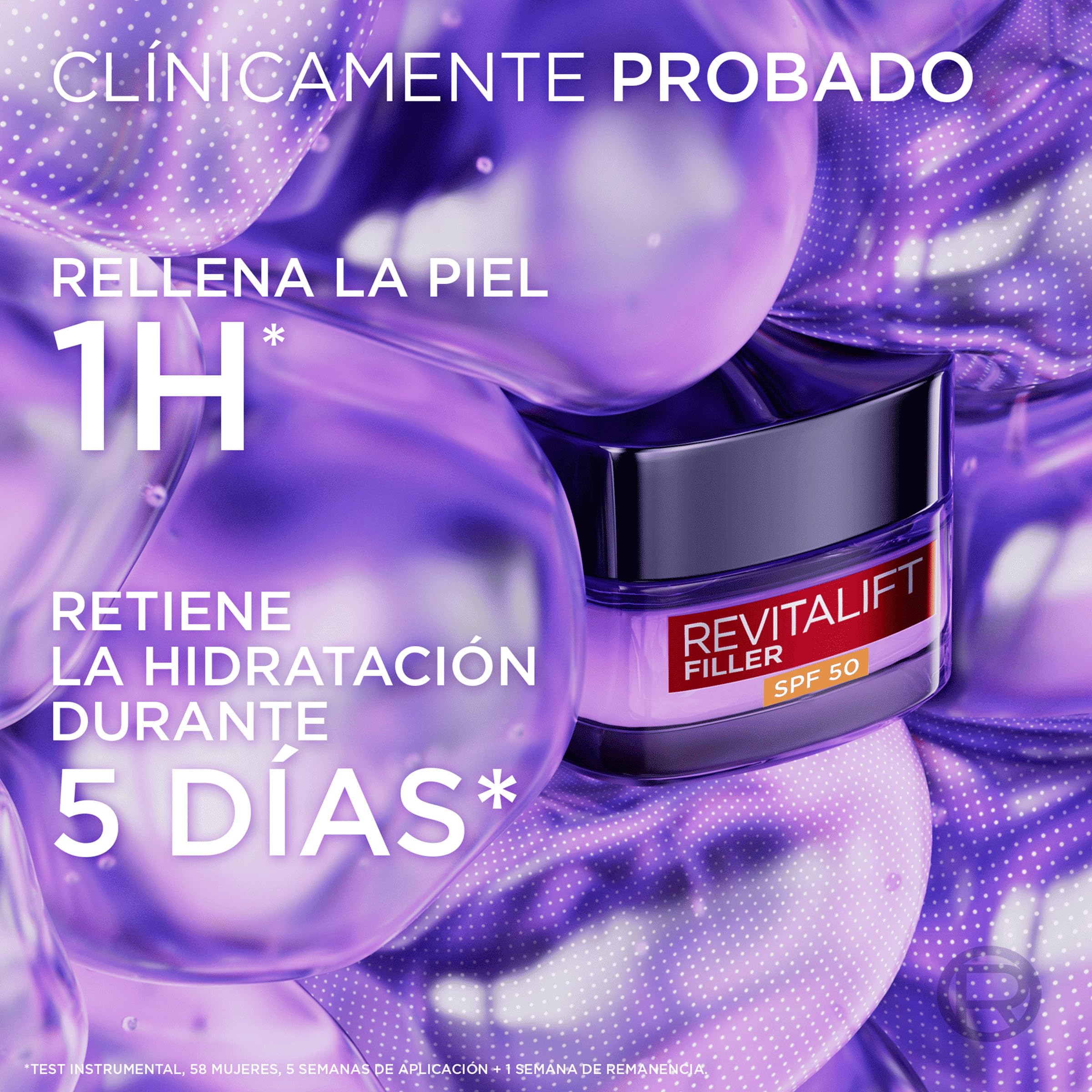 Rutina L'Oréal Paris Revitalift Filler Sérum Antiedad y Antiarrugas con Ácido Hialurónico 30ml + Sérum de Ojos con cafeína Antiojeras, 20ml + Crema de Día Rellenadora con Protección Solar SPF 50, 50ml