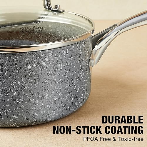 Miniatura 2 de Juego de cacerolas antiadherentes de cocina, juego de cacerolas de 1 cuarto y 2 cuartos de galón con tapa, juego de ollas multiusos para el hogar,