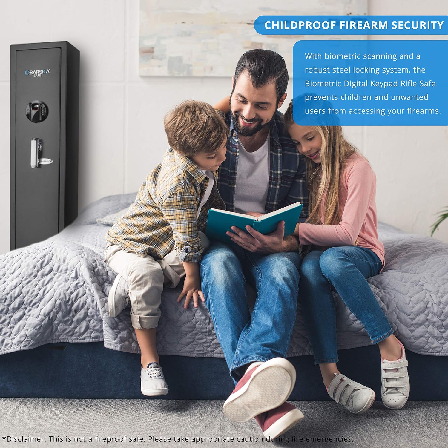 Barska Quick and Easy Dual Access Biometric Rifle Safe – 11-Position Long Gun Cabinet with Fingerprint Scanner, Digital Keypad & Backup Key for Home Firearm Security