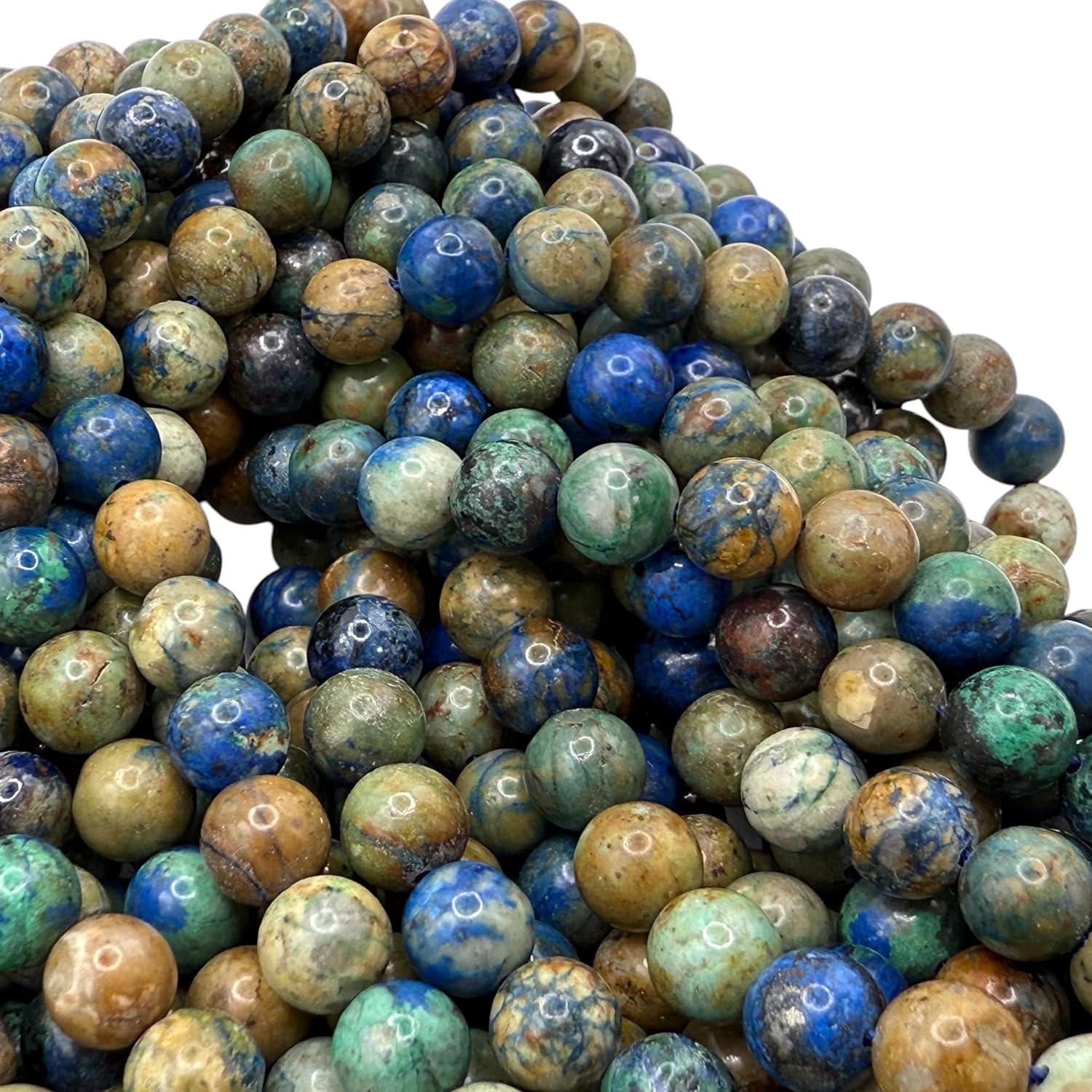 ABCGEMS Namibian Azurite Malachite with Chalcocite Beads from South Africa (Rare Vivid Bluish-Green Color - A Stunning Fusion of Azurite & Malachite) DIY Jewelry Making Smooth Round 6mm Tiny - Image 3
