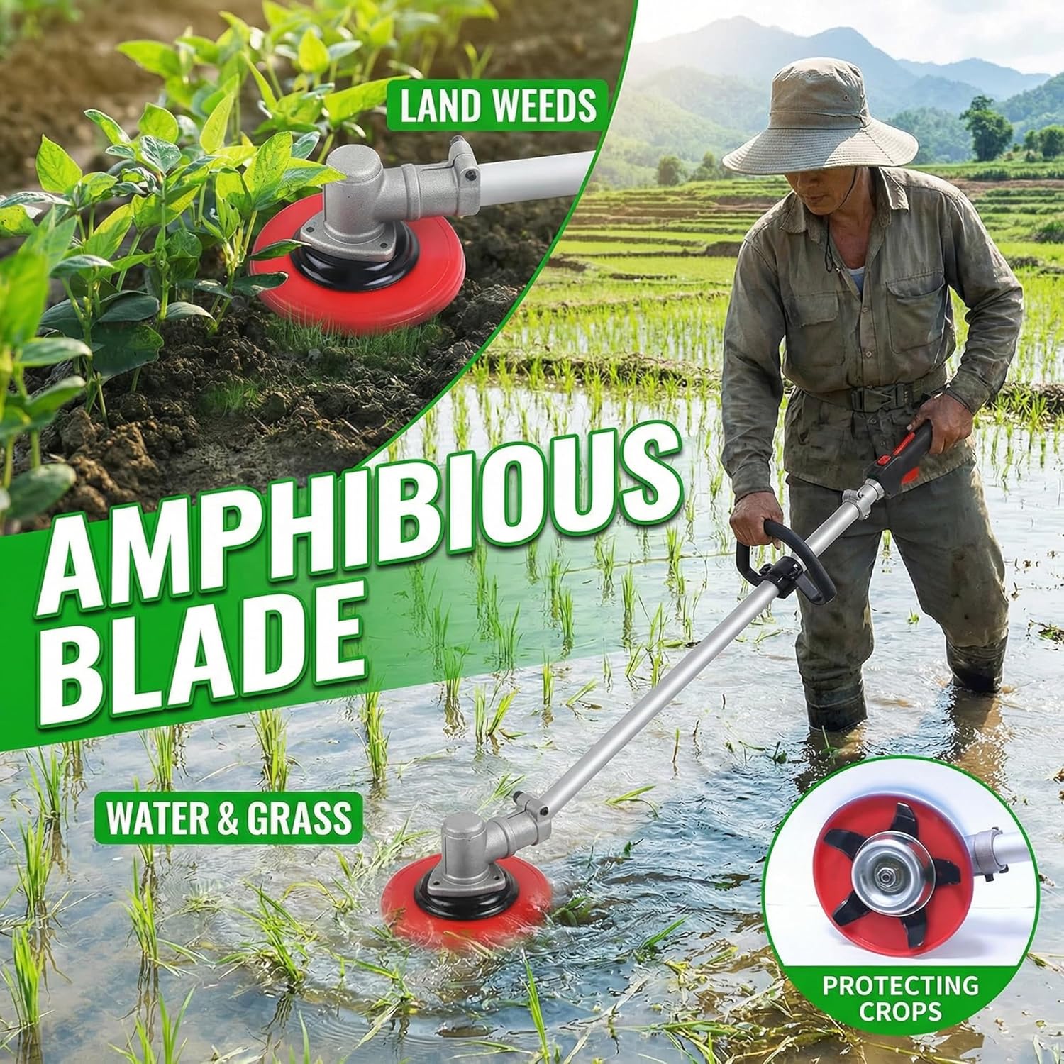5 in 1 Weed Eater Gas Powered - 52cc 2-Stroke Gas Trimming Tool Kit, Brush Cutter, String Trimmer, Tree Trimming Kit, Edger, Pole Saw with Long Reach Extension Pole