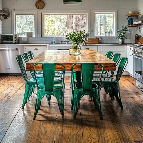 Miniatura 2 de AC Pacific Sillas de comedor de metal industrial de 18 pulgadas de altura, asiento apilable de cocina o bar, diseño moderno duradero, muebles de