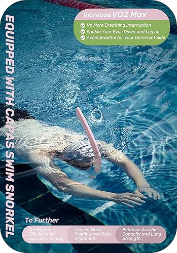 Miniatura 9 de CAPAS Esnórquel de entrenamiento para natación de regazo, diadema giratoria de ajuste definitivo para nadadores de montaje central con boquilla de