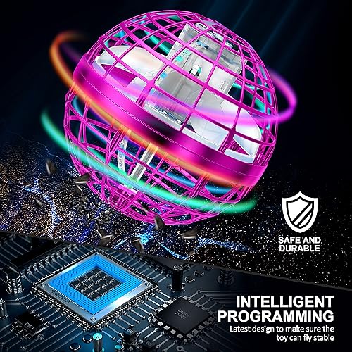 Miniatura 31 de Juguete de esfera voladora, orbe de nebulosa mágica, mini dron mágico con forma de globo, spinner con luces RGB incorporadas, OVNI giratorio de 360°