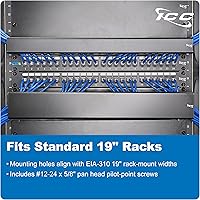 Vista 4 de ICC 1U Ring Cable Manager Panel with Cover, Metal, 3" Cable Distribution D Rings, Horizontal Cable Management, Rackmount for 19” Network Racks