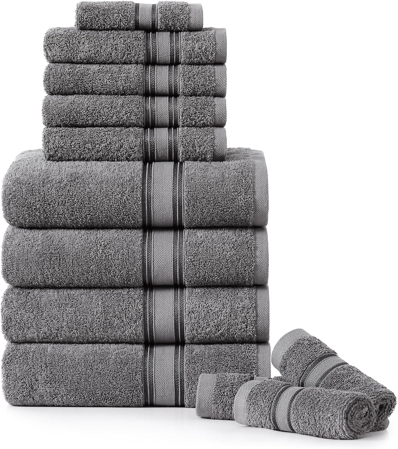 LANE LINEN Luxury Bath Towels Set – 12 Piece, 100% Cotton, Zero Twist, Super Soft & Absorbent, Includes 4 Bath Towels, 4 Hand Towels, 4 Washcloths – Cool Grey LANE LINEN Luxury Bath Towels Set – 12 Piece, 100% Cotton, Zero Twist, Super Soft & Absorbent, Includes 4 Bath Towels, 4 Hand Towels, 4 Washcloths – Cool Grey