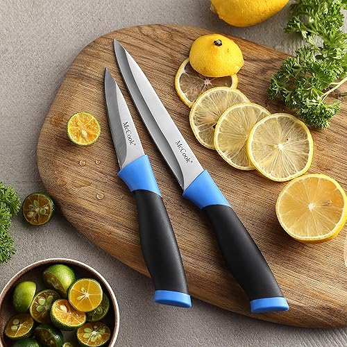 Miniatura 5 de McCook Juegos de cuchillos, juegos de bloques de cuchillos de cocina de acero inoxidable alemán con afilador incorporado