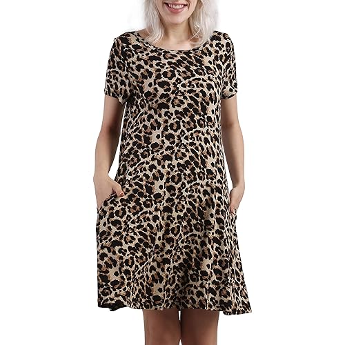 KORSIS Women's Summer Casual T Shirt Dresses Short Sleeve Swing Dress Pockets