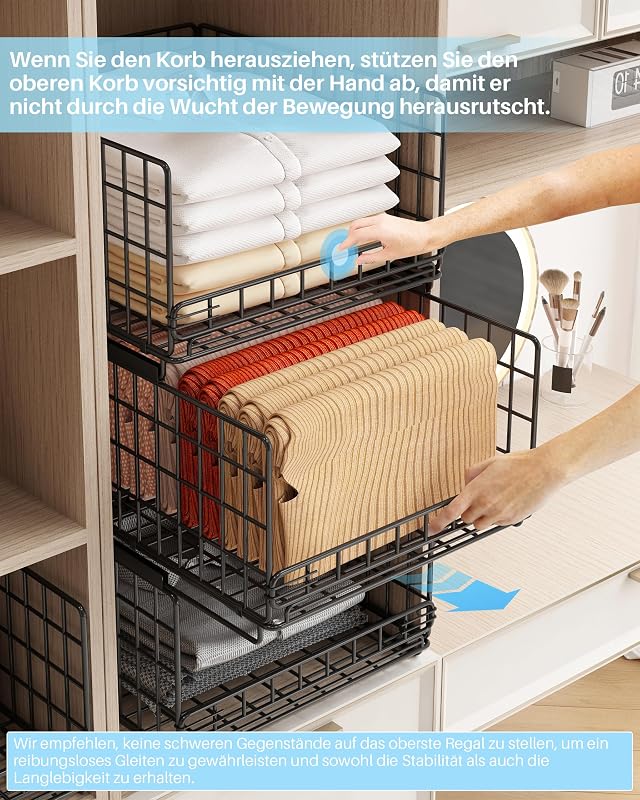 UMDONX 6 részes szekrény szervező rendszer fekete, ruhásszekrény és konyhai tárolás - Pack of 6, Black