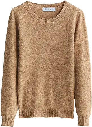 LINY XIN 100% Merino Wool Sweater Women Fall Winter Warm Soft Lightweight Knitted Pullover Crewneck Long Sleeve Sweater