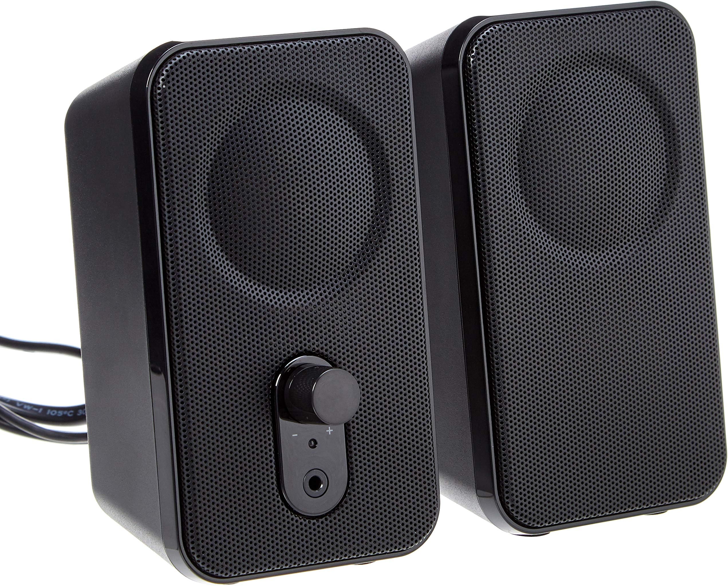 Amazon Basics AC-Powered Computer Speakers for Desktop or Laptop PC with Volume Control, Headphone Jack, Black (US Version)