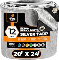 Vista 96 de Xpose Safety Lona protectora de polietileno plateado resistente de 5 x 7 pies - Funda protectora multiusos - Duradera, resistente al agua
