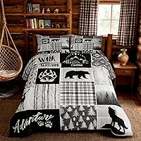 Vista 40 de Juego de edredón Deer Bear para niños tamaño completo, juego de ropa de cama rústica de aventura de caza para decoración de habitación de niños