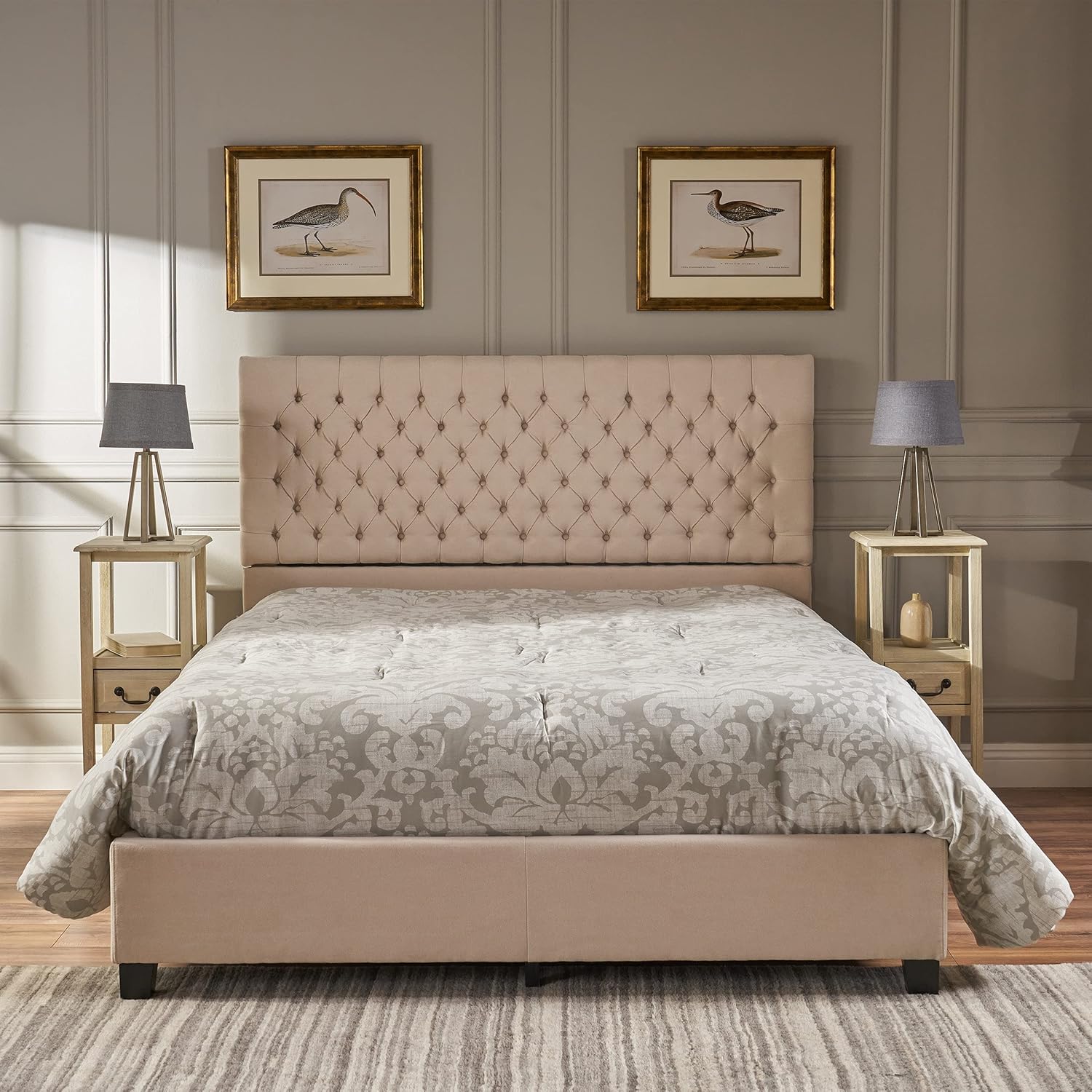 Christopher Knight Home CKH Fully Upholstered Fabric Bed Set, Queen, Ivory