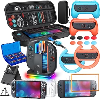 WAXITY Tasche Zubeh r Bundle f r Nintendo Switch 2 23-in-1 [Aufladen im Inneren] Reisetasche Tragetasche Set f r Switch 2 mit Case Ladestation Schutzh lle Griffe f r JoyconSchwarz