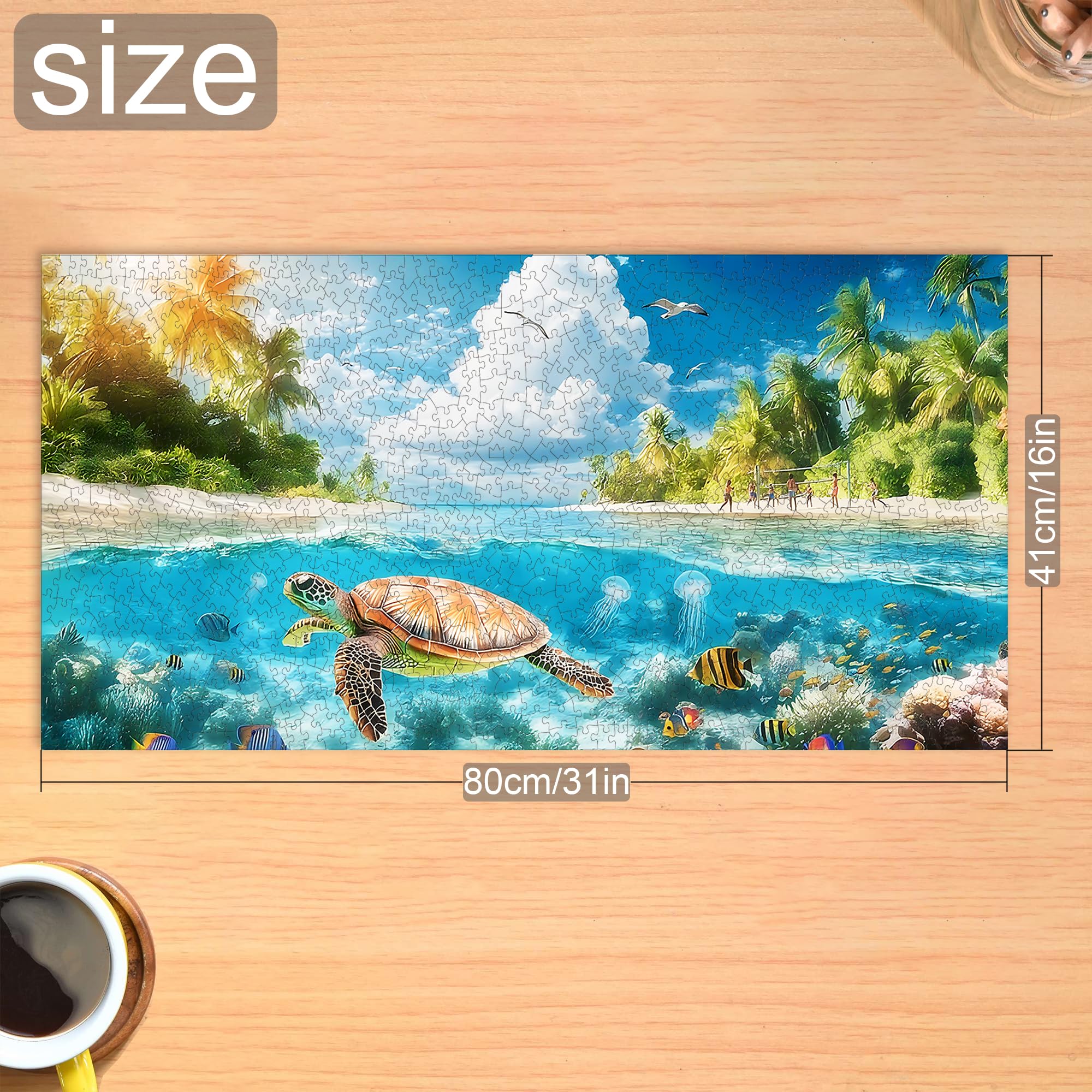 Bimkole Turtle Puzzles for Adults 1000 Pieces, Coral Paper Jigsaw Puzzle 1000 Pieces - Image 4