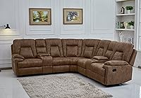 Vista 3 de Betsy Furniture Sofá de sala de estar seccional reclinable de microfibra grande en Latte 8038