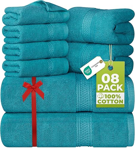 Vista 17 de Utopia Towels - Juego de toallas de 8 piezas, 2 toallas de baño, 2 toallas de mano y 4 para la cara, 100% algodón hilado en anillo, 600 GSM, Azul