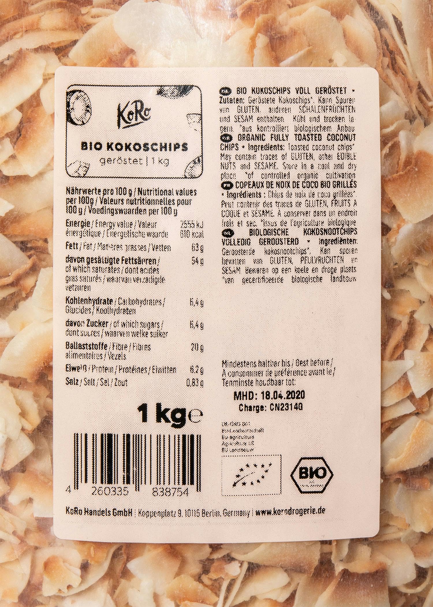 KoRo - Chips di cocco tostate bio - confezione convenienza - delizioso aroma tostato - versatili e gustose