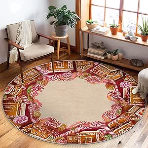 Amazon.com: Gingerbread Area Rug, Christmas Festive Candy Cane ...