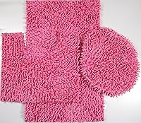 Vista 4 de BH Home & Linen Juego de 3 alfombrillas de baño de microfibra mixta de felpilla ultra suave y brillante. Tapete grande de 19.5 x 31 pulgadas, tapete