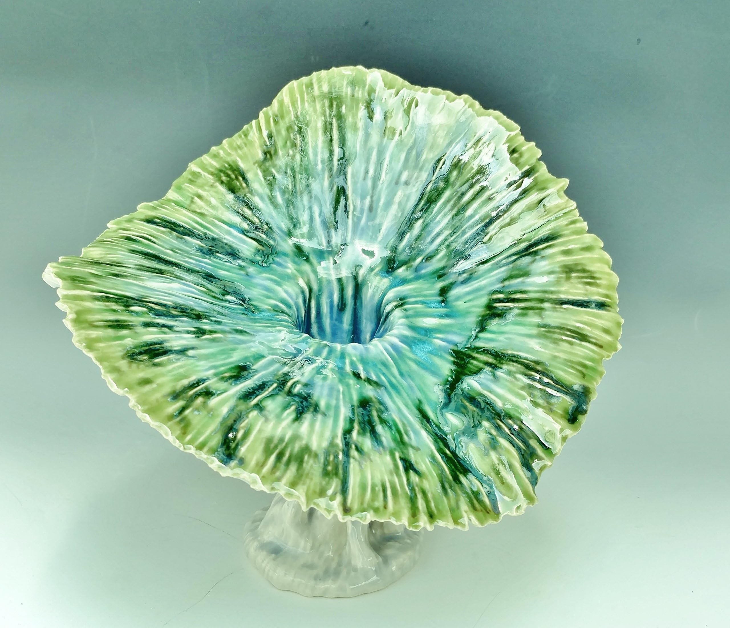 Handmade Green Sea Coral Sculpture Ceramic Art Vase