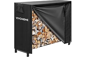 VIVOHOME 4ft Outdoor Wood Rack with Cover