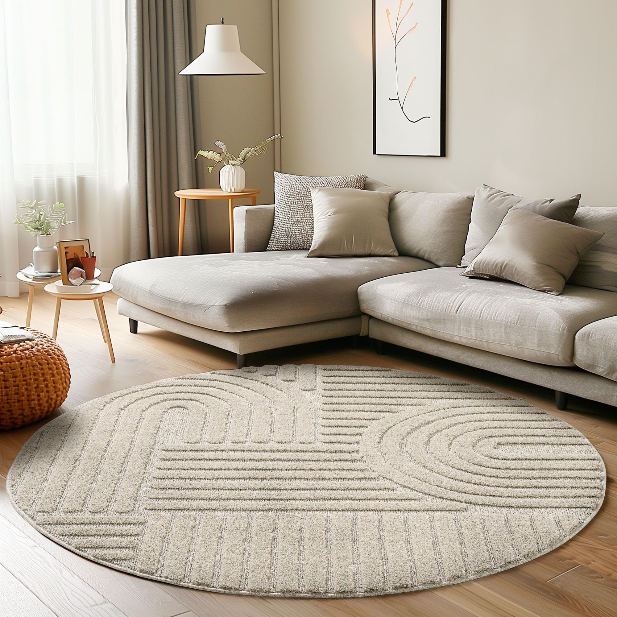 Carpettex Wohnzimmer Teppich Hochflor Skandi Boho Design Hoch-Tief Effekt Weicher Shaggy Langflor Flauschig