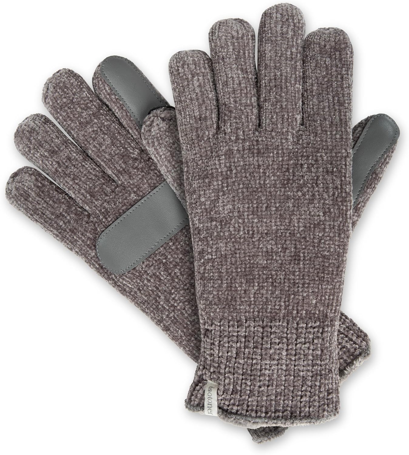 isotoner womens Warm Plush Lined Chenille Touchscreen Gloves - Solid and Snowflake Pattern - Image 4