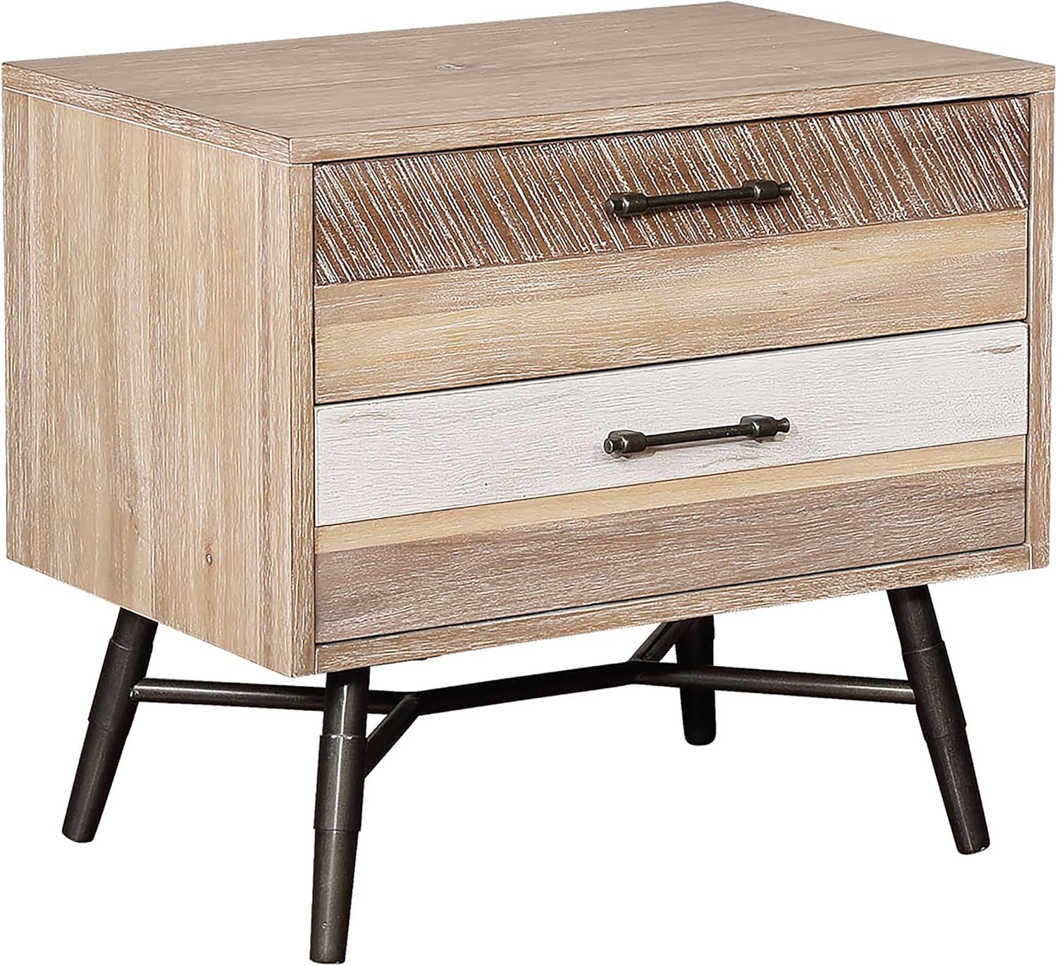 Coaster Home Furnishings Marlow Farmhouse Wood 2-Drawer Bedroom Nightstand Bedside Table Organizer Unit Rough Sawn Multi 215762