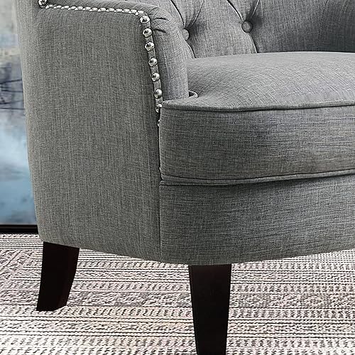 Miniatura 7 de Rosevera Gustavo Rosevara - Muebles de lectura para sala de estar, cómodas sillas pequeñas para dormitorio, tamaño estándar, color gris lino