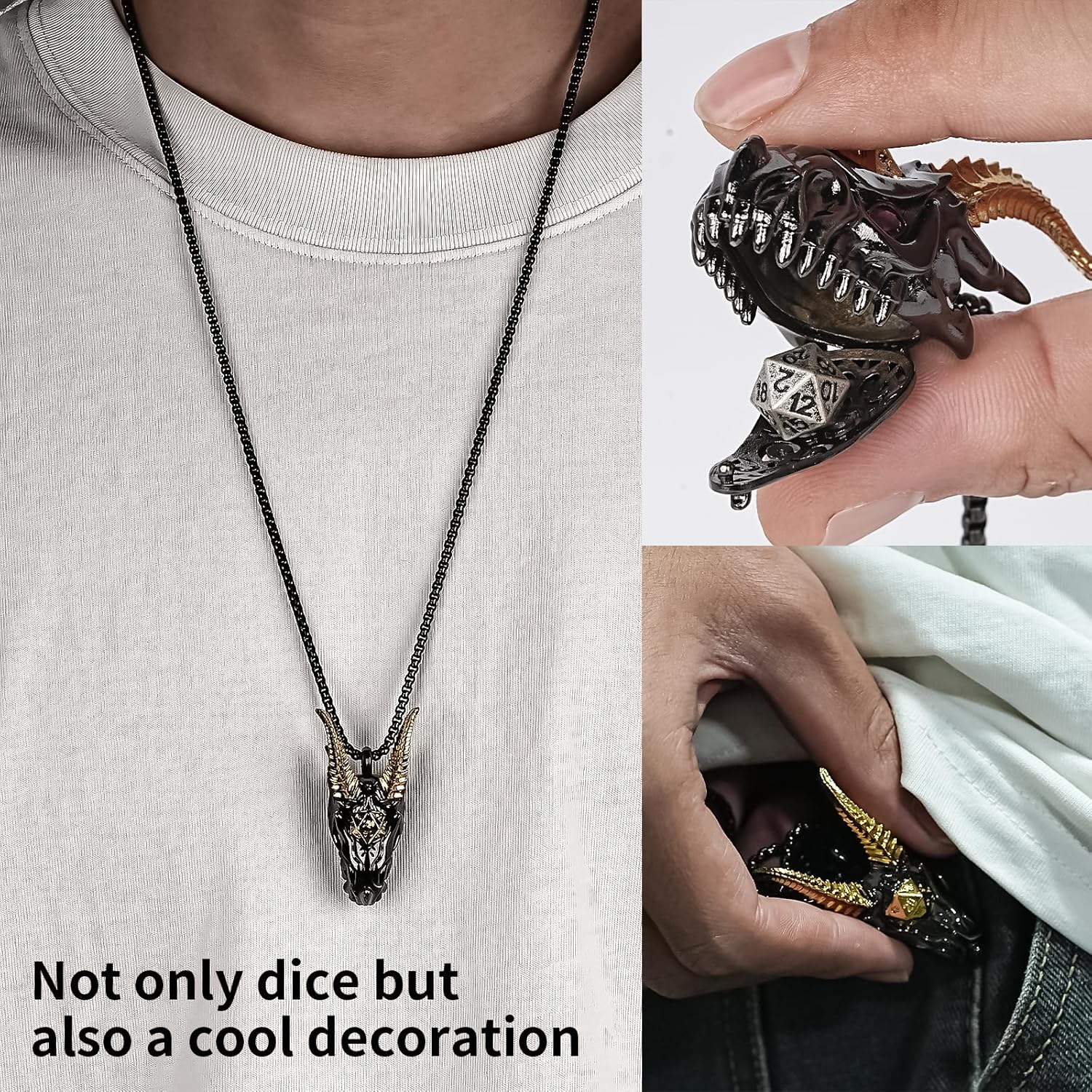 Mini DND Dice,Metal Dice Set with Dragon Head Shell and Gorgeous DND Gift Box for Roleplaying Games Dungeons and Dragons RPG MTG Table Games