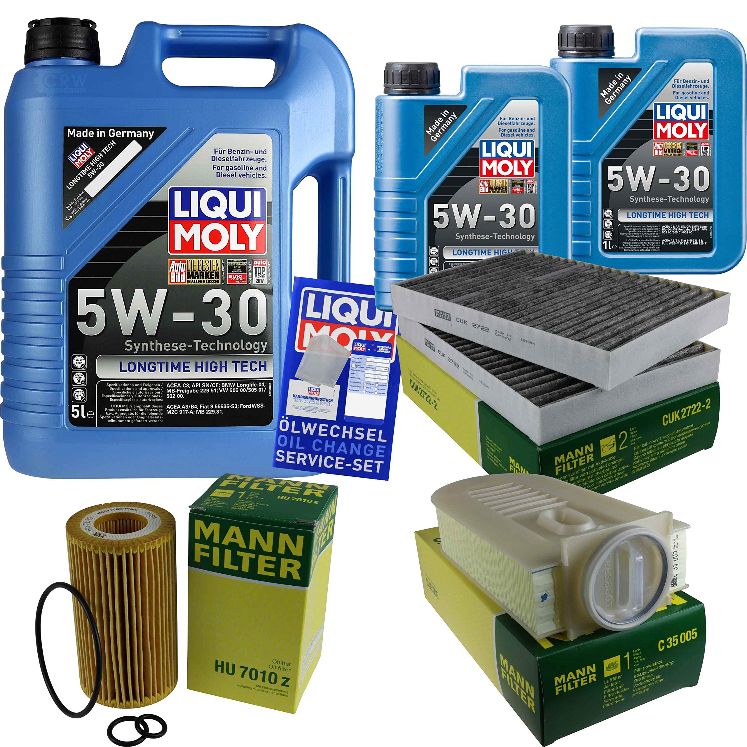 Filter Set Inspektionspaket 8 Liter Longtime High Tech 5W-30 Motoröl & Ölfilter SCT Germany – Komplettset Für Den Ölwechsel