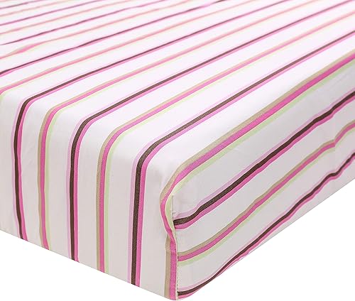 Miniatura 3 de Brandream Juego de ropa de cama de cuna de mariposa rosa para niñas, diseño de retazos bordados de animales y guardería con rayas coloridas,