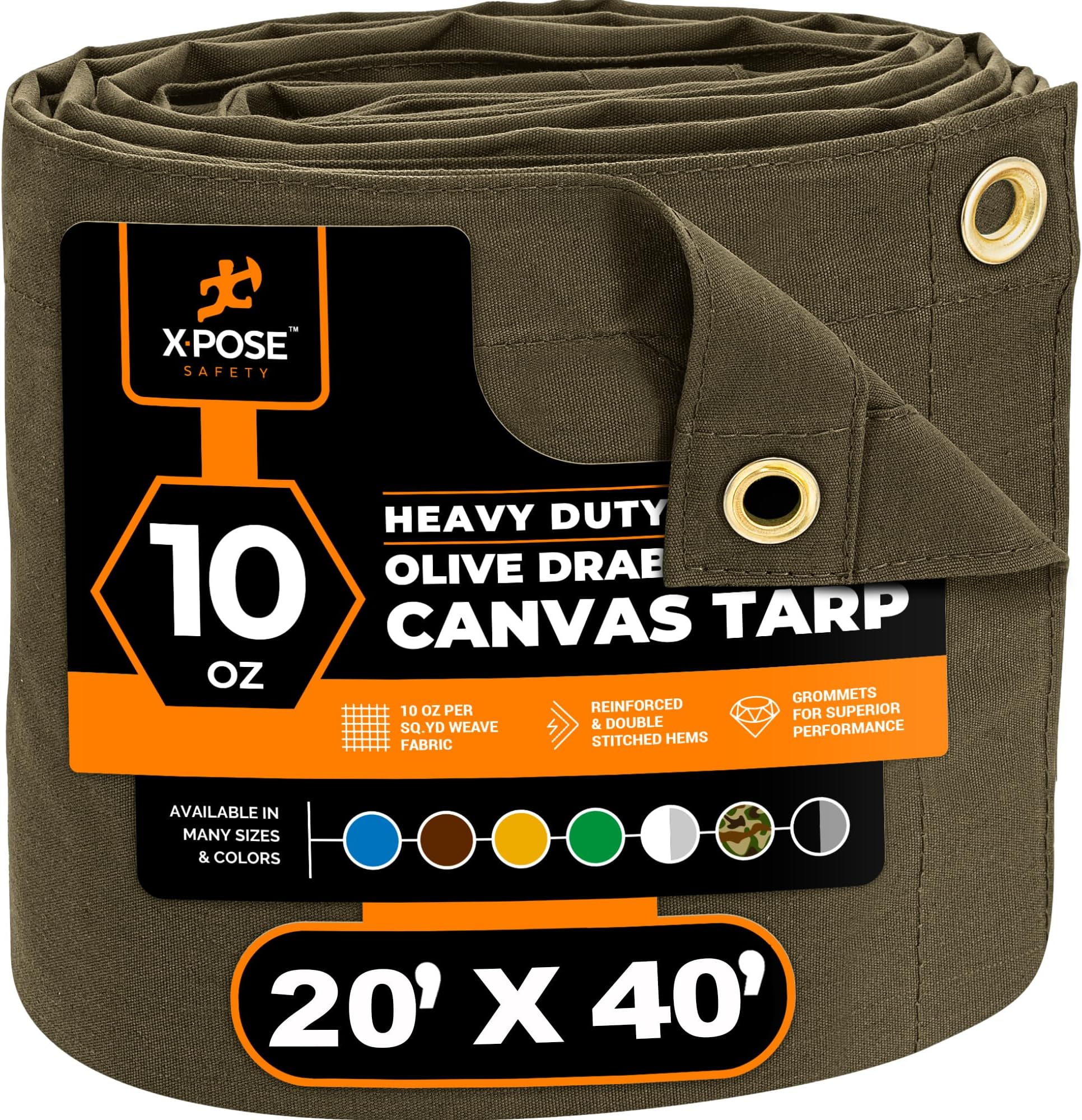 Amazon.com: Xpose Safety Canvas Tarp - 10oz Olive Drab Canvas Tarps ...