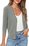 Urban CoCo Women's 3/4 Sleeve Shrugs Open Front Cropped Sweater Cardigan