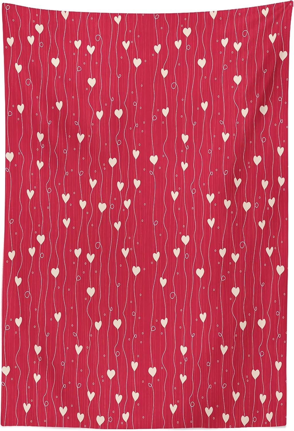 Lunarable Hearts Tapestry, Valentines Day Themed Pattern with Lines Dots Hearts in Vibrant Colored Image, Fabric Wall Hanging Decor for Bedroom Living Room Dorm, 23" X 28", Dark Coral Cream